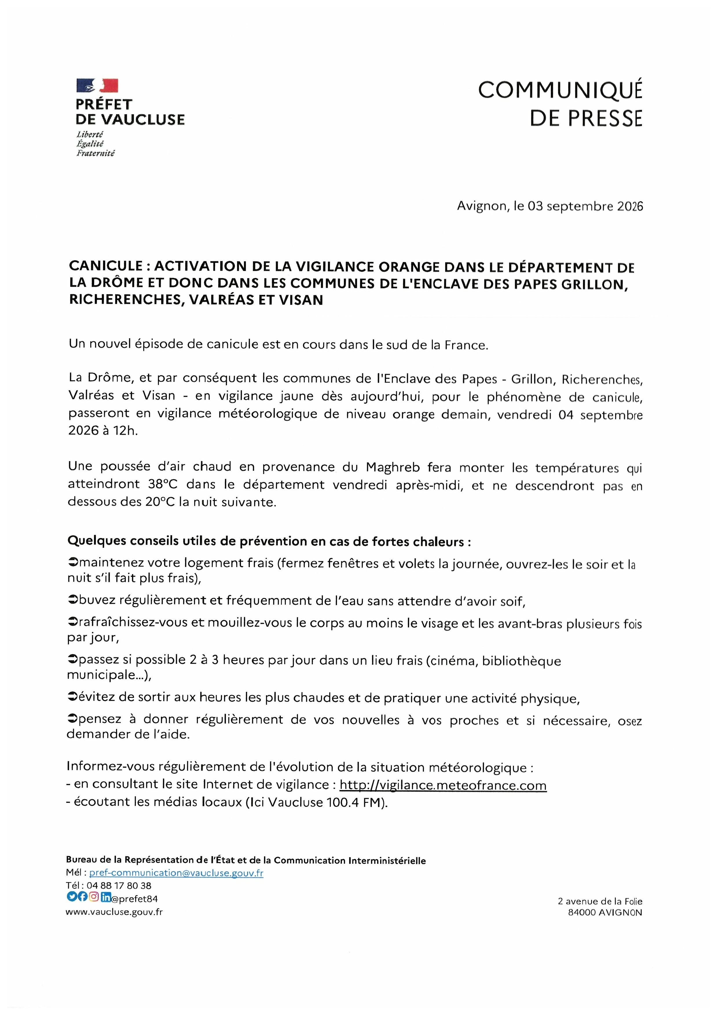 Canicule vigilance orange